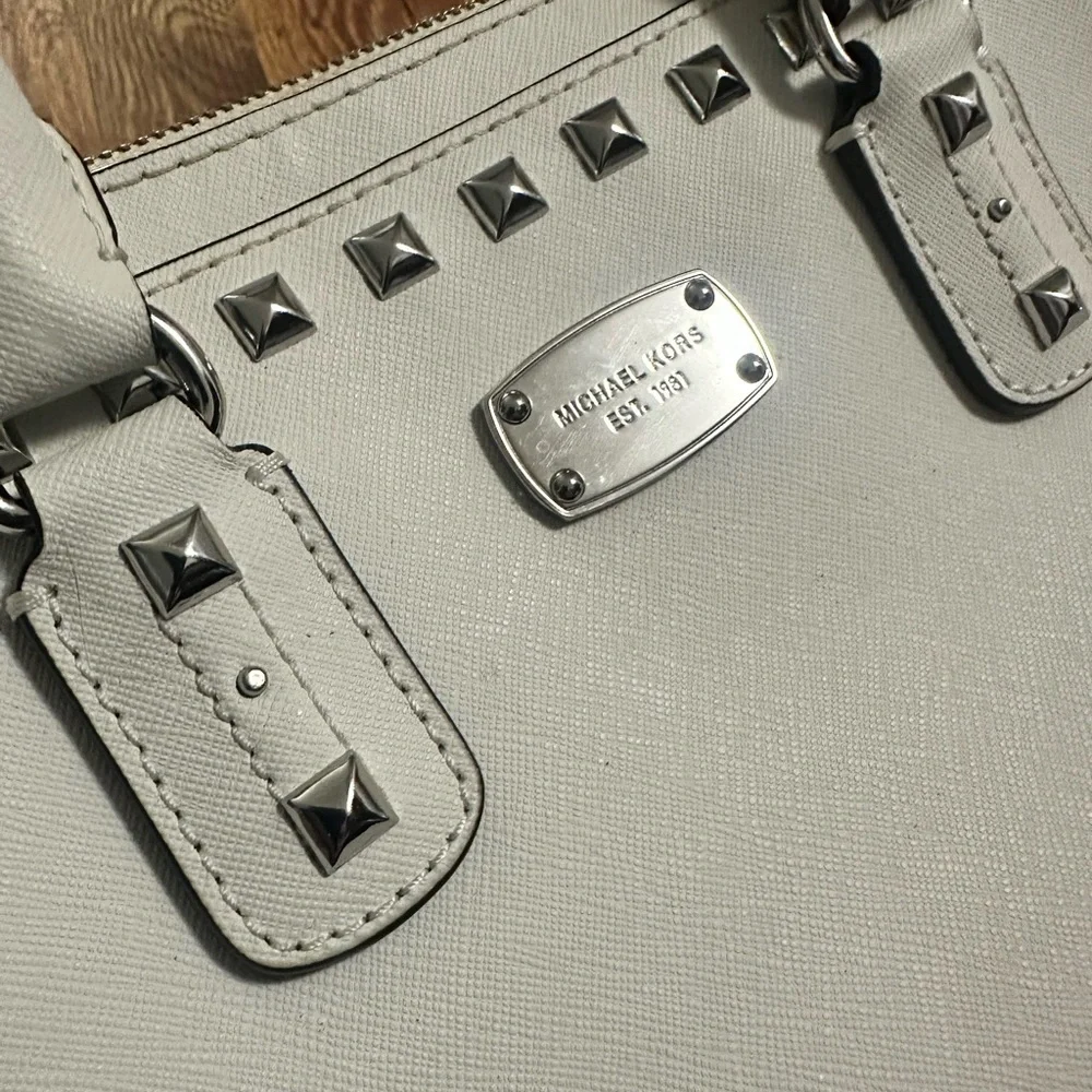 Michael Kors Leather Mini Studded Sandrine Satchel